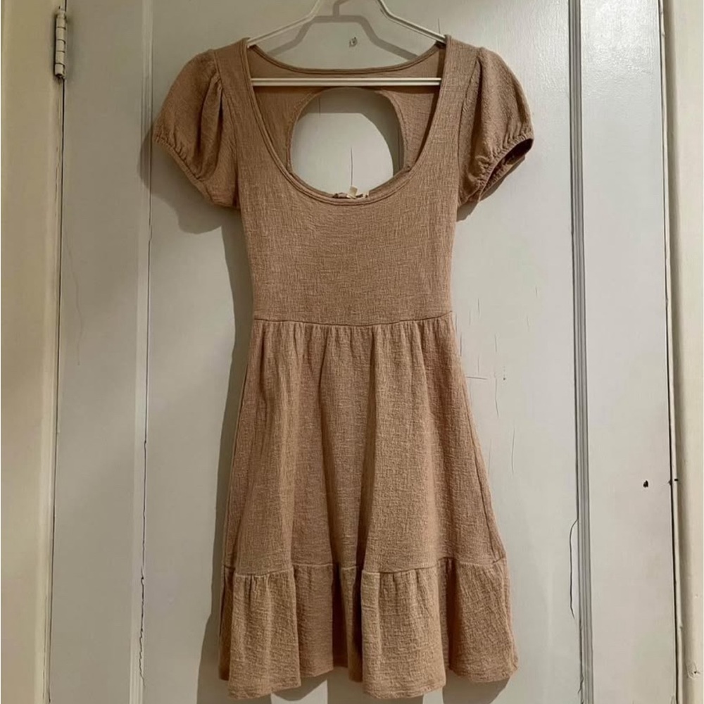 Cotton Tan Mini Dress